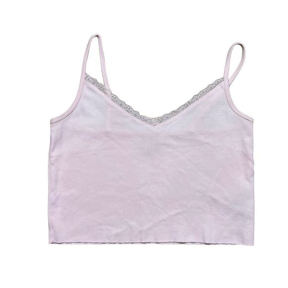 Topshop Pink Lace Trim Baby Tee Cami - Picture 1 of 7